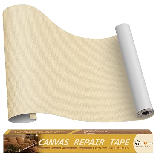 Cahomo Canvas Repair Tape 16x79 inch, Self Adhesive Fabric Patches, Couch Repair Patch Kit, Fabric Repair Tape for Furniture, Sofas, Carpet, DIY, Headboards, Chairs, Pillows, Canvas Goods - Beige