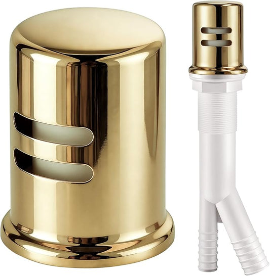 Dishwasher Air Gap Cover, Dishwasher Air Gap Cap for Kitchen Sink, Solid Brass Dishwasher Overflow Vent Cap Replacement Kit, Polished Brass