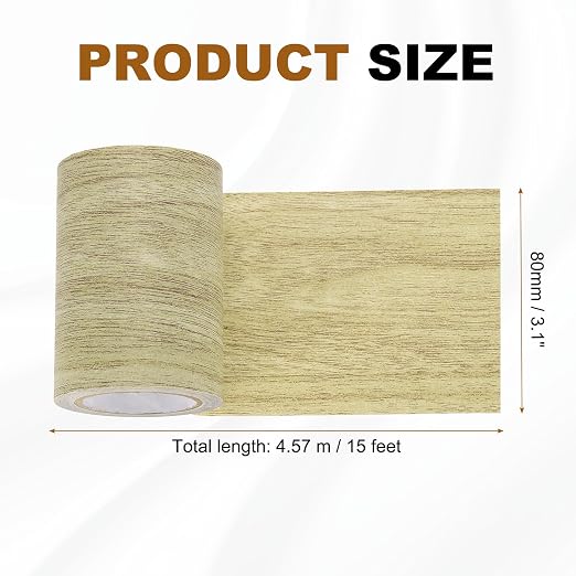 uxcell Wood Grain Repair Tape, 3.1" x 15ft Self Adhesive Wood Grain Colored Duct Tape Waterproof Repair Patch for Furniture Floor Scratch Fix, Baseboards, DIY Decor, Gray Oak