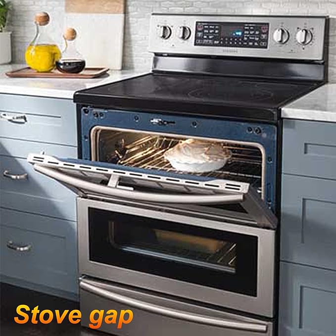 uxcell Stove Gap Covers, Kitchen Stove Gap Filler, Aluminum Oven Gap Cover 25.59 in Length, Heat Resistant and Easy to Clean, Protect Gap Filler Sealing Spills on Countertop Stove, Silver