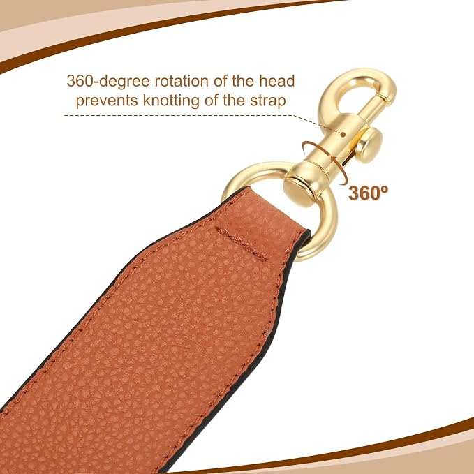 uxcell 22.83 Inch PU Leather Short Bag Strap with Clasp, Purse Handles Handbags Replacement Straps for Clutch Bag Crossbody Underarm Bags, Orange, Light Gold Buckle