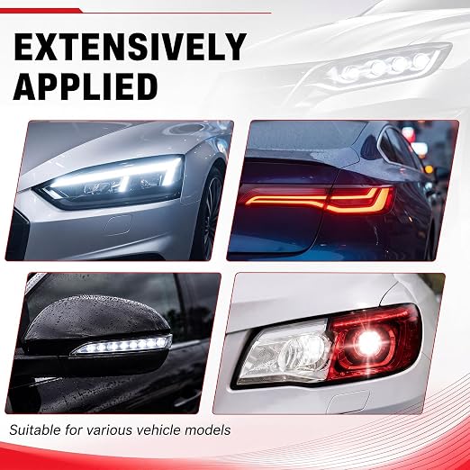 Patelai 2 Rolls 9.84 ft X 5.9 Inches Self Adhesive Repair Light Tape Auto Tail Light Fog Lights Headlight Lens Tint Tape (Red, Clear)