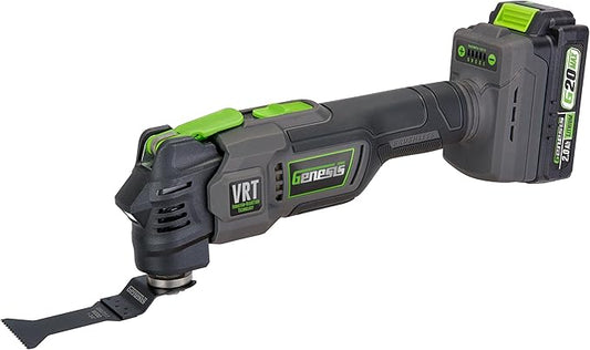 Genesis G20MAX 20V Brushless Oscillating Multi-Tool, Vibration-Reduction Technology (VRT), with Battery, Charger and Accessories (GLMT20BH)