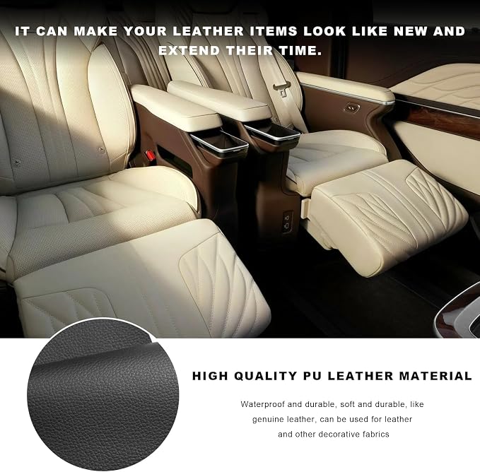 2 PCS Car Leather Repair Kit, 4×8 Inch Waterproof Self Adhesive Leather Repair Patches Kit, Super-Thin Cuttable PU Vinyl Patch Tape for Repairing Car Seats Sofas Chairs (Black)