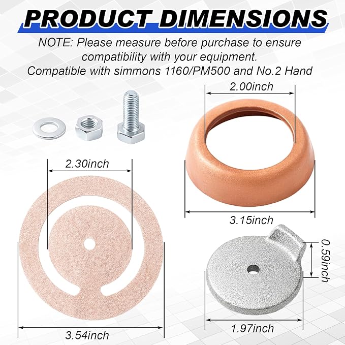 Pitcher Pump Repair Kit and Well Parts Set Compatible with Simmons 1160/PM500 and No. 2 Hand Pumps, Lower Valve Leathers, Pitcher Pump Cup Leathers, Check Valve Weight and Maintenance Kit