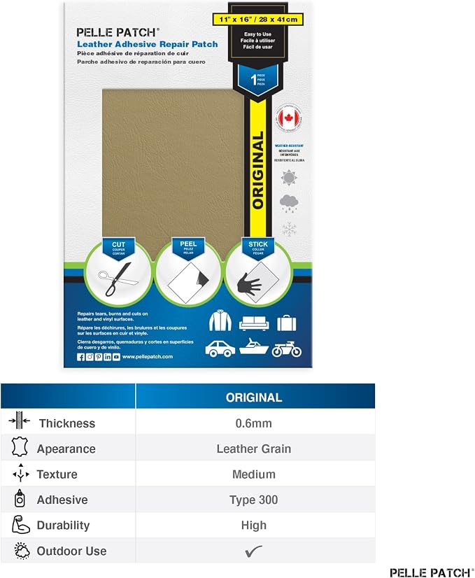 Leather Furniture Repair Patch - 25 Colors Available - Original 11x16 - Beige-Yellow