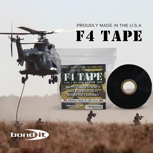 Bond It F4 Emergency Self-Fusing Silicone Tape, Repair Plumbing Pipe & Radiator Hose Leak, Electrical Insulation, Permanent Bonding, Waterproof, 1" x 36' x 20mil, Black, Pack of 2