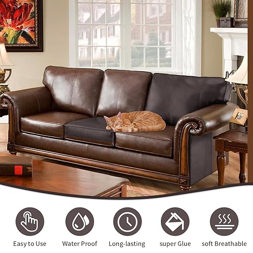 BSZHTECH Leather Repair Tape Self-Adhesive Leather Repair Patch for Couch Furniture Sofas Car Seats Advanced PU Vinyl Leather Repair Kit (Dark Brown, 17X79 inch)