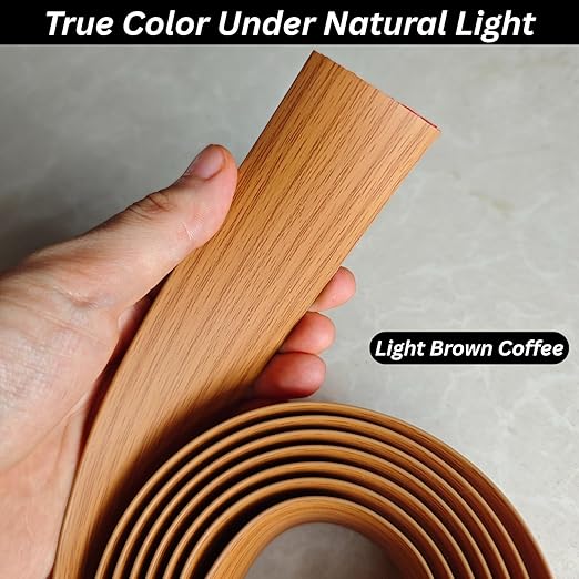 Floor Transition Strip Self-Adhesive Cover Strips Threshold Repair Floor Gap Vinyl Flooring Transitions Laminate Floor Flat Divider Strip Minimalism Oak Wood Grain Design 6.6FT (4cm, Light Brown)