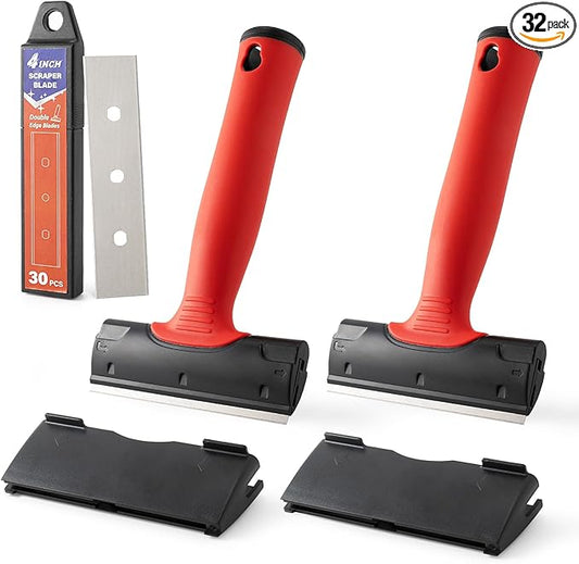 Gomake 4 Inch Razor Blade Scraper Tool Razor Scraper with Extra Razor Blades Cleaning Scraper Remover for Removal Floor Stove Scraping Labels and Decals Sticker on Car Window Glass (W81)