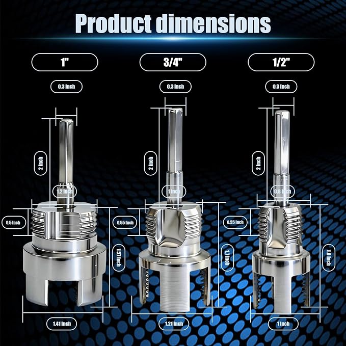 3pcs Pvc Pipe Threader,Dual-Function Internal & External Pipe Threading Tool, High-Quality Thread Cutter For 1/2"&3/4"&1" Plastic Pipes, Drill Compatible Threader For Plumbing Repairs (silver)