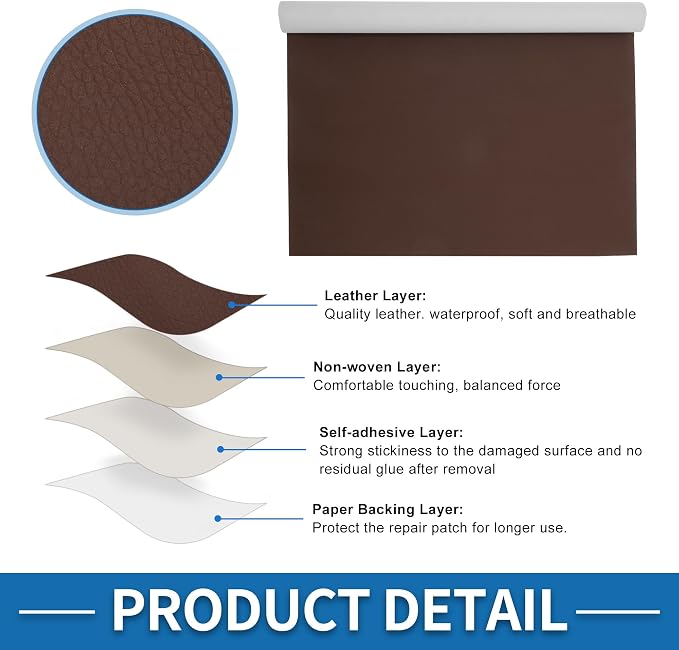 Self Adhesive Leather Repair Patch Strong Stickiness 19.6"x27.5" Leather Repair Tape PVC Faux Leather Red Brown 1 Pcs
