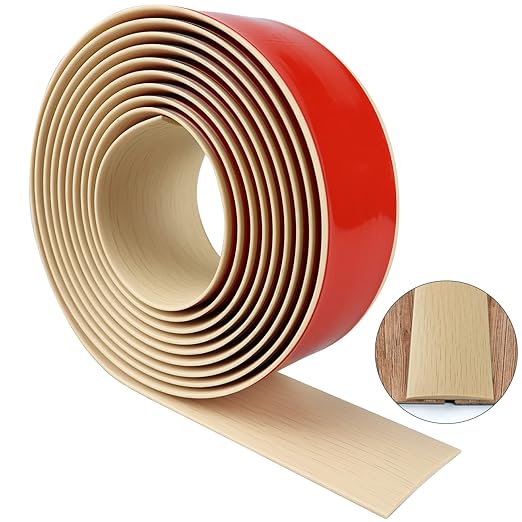 Floor Transition Strip 2" Self Adhesive Flat Vinyl Flooring Transitions Strip with Strong Backing Wood Grain (5cm, 10FT, Maple Wood Grain)