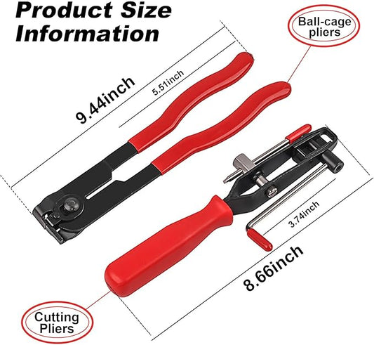 Dickno 2-Piece CV Boot Clamp Pliers Kit, Heavy Duty Universal Ear CV Axle Boot Clamp Pliers for Car, ATV, UTV (Red)