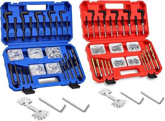 350PC SAE and Metric Thread Repair Kit, Thread Restorer Tool Set with HSS Drill Bits, Taps, Thread Inserts, Installation and Break-Off Tools for Stripped Threads, Automotive Repair and Metalworking