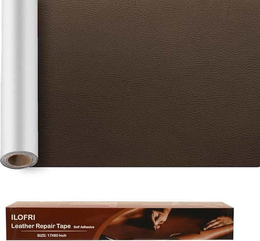 ILOFRI 16x30'' Self Adhesive Leather Repair Patch Tape, Vinyl and Leather Repair Kit for Couches, Furniture, Car Seat, Boat Seat, Sofa, Vinyl Upholstery, Chair, Interior (Dark Brown #2)