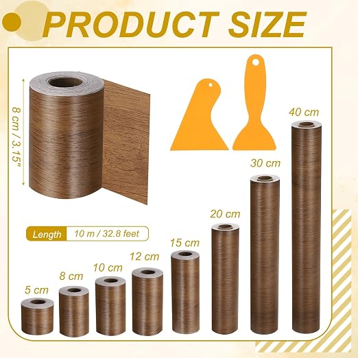 PATIKIL Wood Grain Repair Tape, 3" x 33' Self Adhesive Realistic Wood Tape with Scraper Durable Repair Patch for Furniture Floor Window Door Table DIY Home Decor, Natural Wood Grain