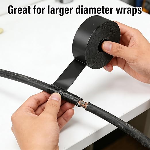 16.5FT Heat Shrink Tape, Electric Heat Tape Shrink Wrap Roll for Electrical Cables, Wires, Pipes, Adhesive Activates Upon Heating Melts and Seals (Width: 2 inches)