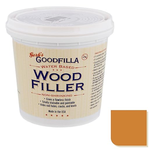 Goodfilla White Oak,1 Quart (3.7lbs) Wood and Grain Filler, Stainable, Sandable, Zero Waste, Non-Toxic, USA Made