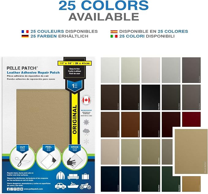 Leather Couch Repair Kit - 25 Colors Available - Original 11x16 - Light Yellow