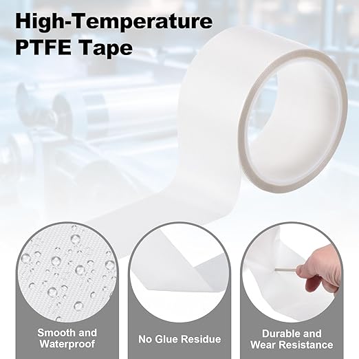 PATIKIL Heat Resistant Tape, 2.2 Inch x 33 Feet High Temperature Tape PTFE Adhesive High Heat Tape Waterproof for Vacuum Sealer Machine Insulation Protection, White, 0.13mm Thick