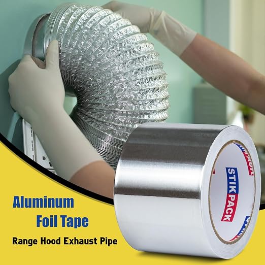 Aluminum Foil Tape 3 inch x 60ft (20 Yards) Heavy Duty HVAC Duct Tape for Ductwork – High Temperature Silver Foil Tape for Insulation, Metal Repair, Exhaust Sealing & Patching