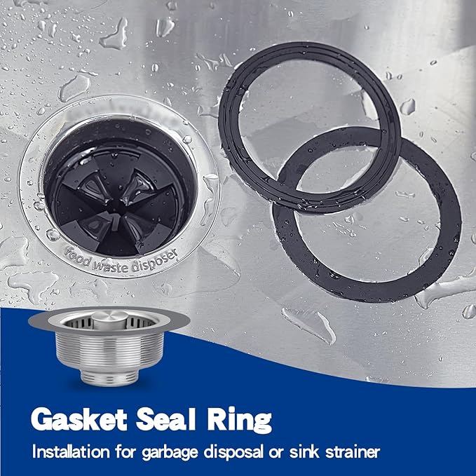 RQYEKDO 2PC Kitchen Sink Strainer Seal Rings,Fits Standard 3-1/2 inch Sink Drains,Garbage Disposal Rubber Seal Kit for InSinkErator 80032 Compatible Models (2Pack)
