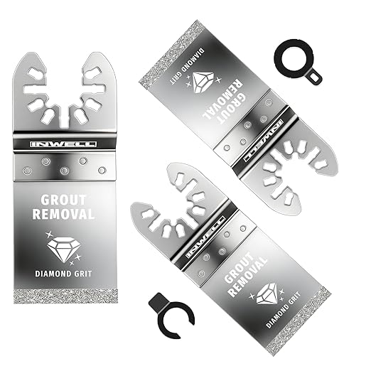 3PCS Diamond Oscillating Tool Blades, Universal-Fit Multi Tool Saw Blades for Grout Removal, Tile Mortar Cleaning & Soft Tile Cutting, Durable Diamond Grit, Fits, Dewalt, Milwaukee, Ryobi, Bosch