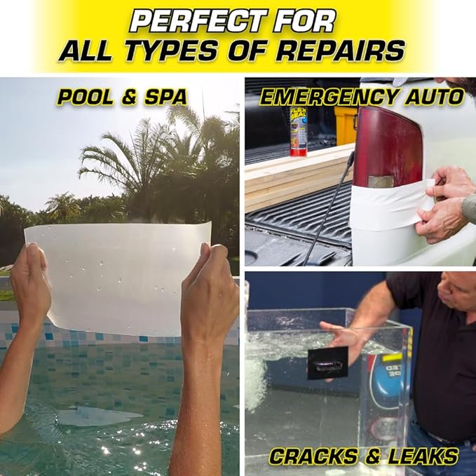 Flex Tape, MAX, Original Thick Flexible Rubberized Waterproof Tape - Seal and Patch Leaks, Works Underwater, Indoor Outdoor - Home RV Roof and Pool Repairs, Black, 4 in x 25 ft, Pack of 1