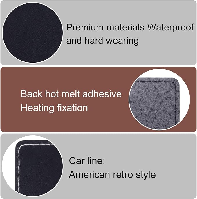 SmallCat 10 PCS Square Leather Patches for Hats, Iron on Blank Patches, Artificial Leather Patches for Laser Engraving, Repair Patches for DIY Sewing Crafts for Hats, Jackets, Jeans - Black