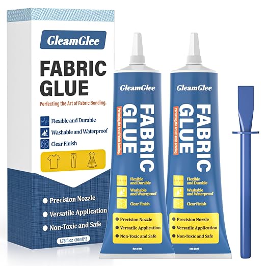 Fabric Glue Permanent, 100ml Extra Strong Fabric Adhesive, Washable Clear Clothing Glue for Clothes Repairs, Leather, Crafts, Upholstery, Material, Textile, Felt and Badges (2 x 50ml/1.76 oz)