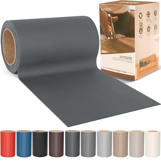 Vinyl Repair Kit, Leather Repair Kit 4 x 70 inches Leather Repair Patch for Furniture, Leather Couch Patch for Sofas, Furniture, Car Seats, Office Chairs, Interior - Dark Grey #1