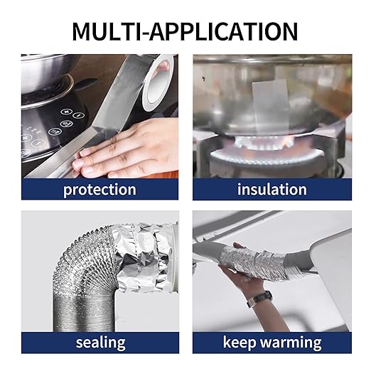 TAPEBEAR Aluminum Foil Tape, Aluminum Air Duct Tape, Withstand 80°C to 100°C, Heat Resistant Tape Insulation Tape for HVAC, Sealing & Patching, Metal Repair, 2inch x 50yard