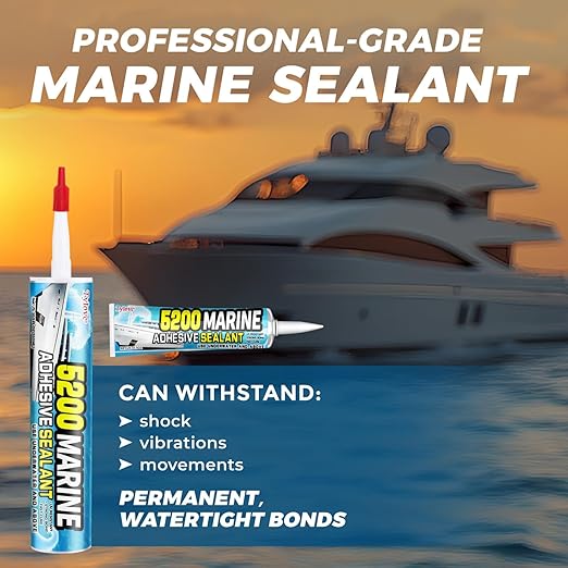 5200 Marine Sealant Adhesive Fast Cure - Permanent, Watertight Bonding and Sealing - UV Resistant, Above & Below Waterline- for Boats, Hulls, Decks & RVs,Pond Sealant 3oz (2Pack Black)