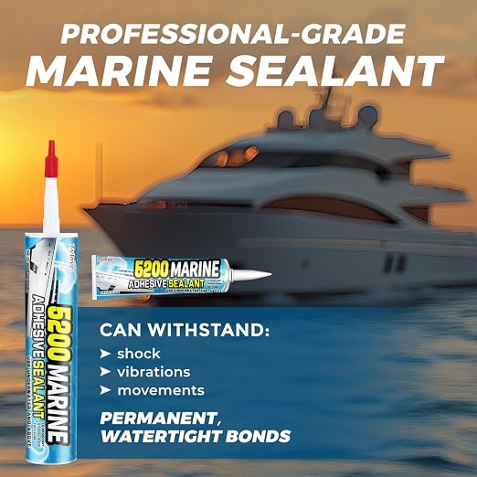 5200 Marine Sealant Adhesive Fast Cure - Permanent, Watertight Bonding and Sealing - UV Resistant, Above & Below Waterline- for Boats, Hulls, Decks & RVs,Pond Sealant 3oz (Clear 2Pcs)