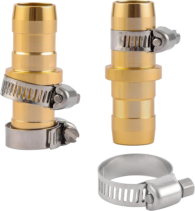 2 Pack Garden Hose Connector Repair Mender Kit with Stainless Clamp,Fits 3/4"-5/8" Water Hose Repair Fitting