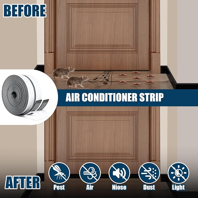 Single Sided Foam Tape Heavy Duty Waterproof, 2 Inch Wide x 1/4 Inch Thick EVA Foam Insulation Tape, Black Weather Stripping for Doors and AC Windows Seal, Soundproof 16.5ft