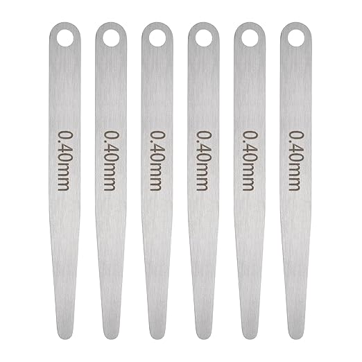 HARFINGTON 6pcs Metric Thickness Feeler Gauge 0.4mm Single Blade Oval Feeler Gauge 304 Stainless Steel Gap Measuring Tool for Repair Valve Guitar Spark Plug