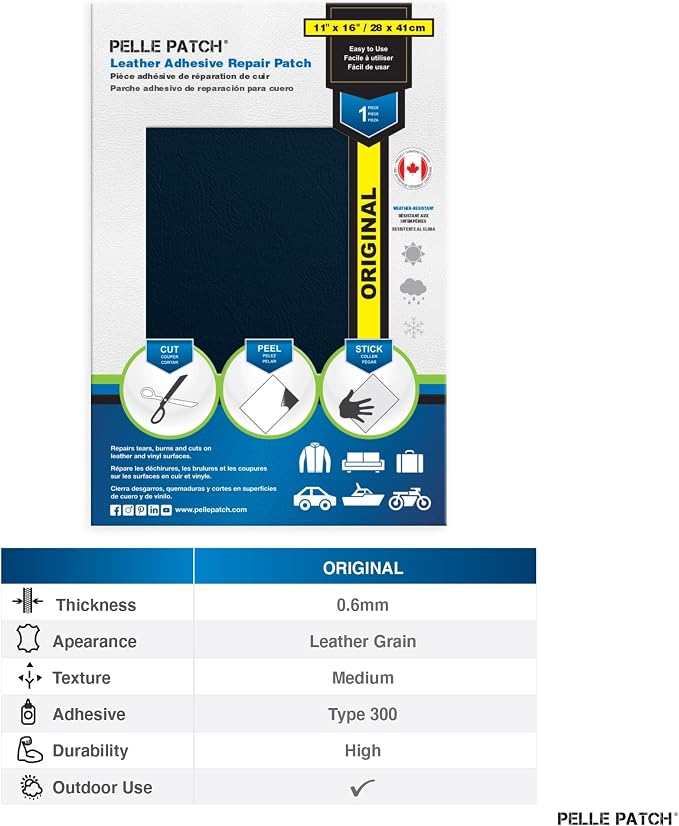 Car Leather Seat Repair Kit - 25 Colors Available - Original 11x16 - Medium Blue