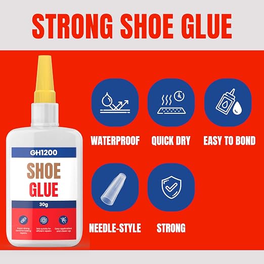 GH1200 30gx2 Pack Shoe Glue Heavy Duty, Clear Drying & Strong Shoe Glue Sole Repair, Non Stiff Repairs, Pegamento para Zapatos, Fixes Sneakers, High Heels, Crocs & More, can Bear Extreme Conditions