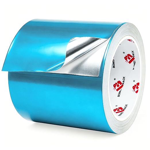BOMEI PACK Aluminum Foil Tape,Heavy Duty Metal Foil Duct Tape (Blue, 4 Inch)