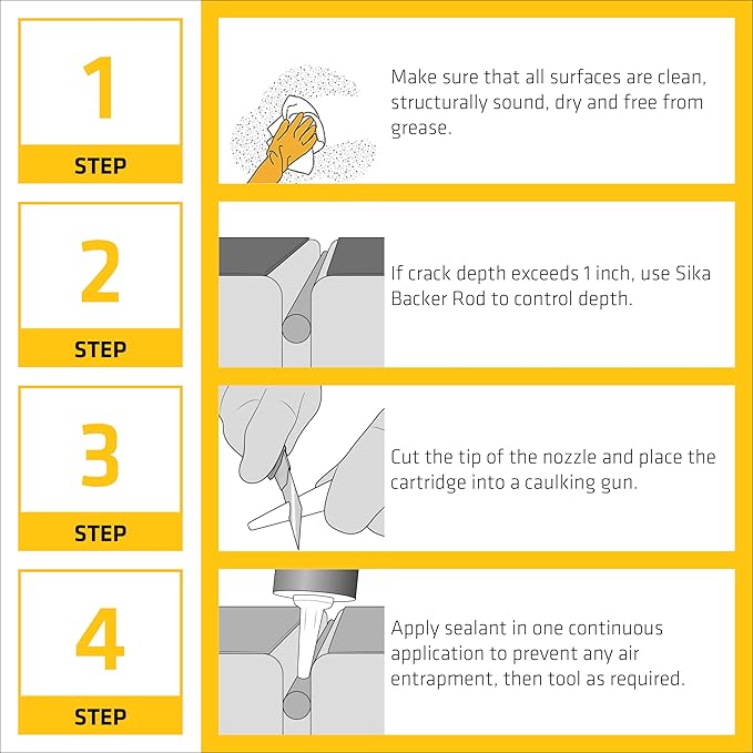 SIKA Sikaflex Crack Flex Sealant, Gray, High-Performance Textured Polyurethane, Self-Leveling, Waterproof Sealant for Horizontal Cracks Up to 1 in Wide, 10.1 fl oz,
