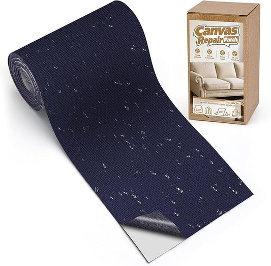 Canvas Repair Tape, 4 x 79 in Self-Adhesive Fabric Patch Fabric Canvas Repair Kit, Waterproof Outdoor Repair Patch for Boat Cover, Awning, Sofa, Chair, Tent, Backpack, Dark Blue