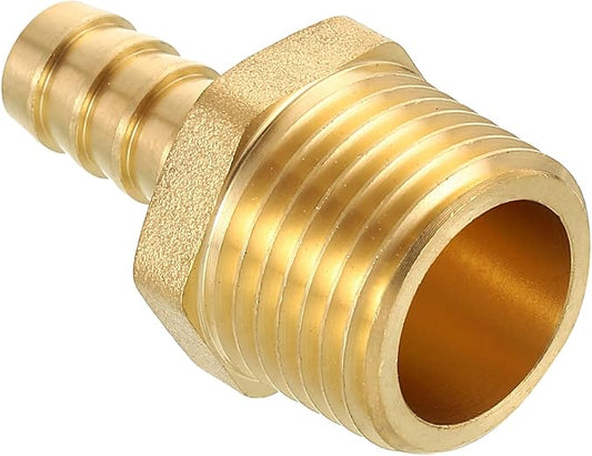 Pack of 1 Brass Hose Barb Fittings 3/8" Hose Barb to 1/2" NPT Male Fittings