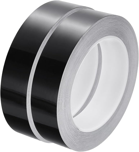 HARFINGTON 2Pcs Floor Tiles Black Foil Lines Metallic Mirror Tape 0.98" x82 Ft Ft Self Adhesive Decor Floor Wall Seam Sticker Waterproof Gap Sealing Tape for Kitchen Bathroom Cabinet