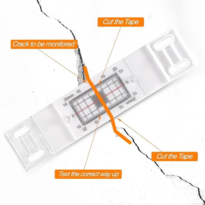Crack Gauge Monitor with Updated Two Fixed Adapter | Wall Deformation and Crack Measure and Record (Pack of 5)