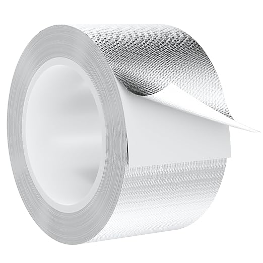 Fiberglass Aluminum Foil Tape 2 Inch x 66 Feet (5.9mil) – Heavy Duty HVAC Metal Tape,High Temp Waterproof Insulation Adhesive for Ductwork, Furnace, Dryer Vent, AC, Pipe Sealing & Repair