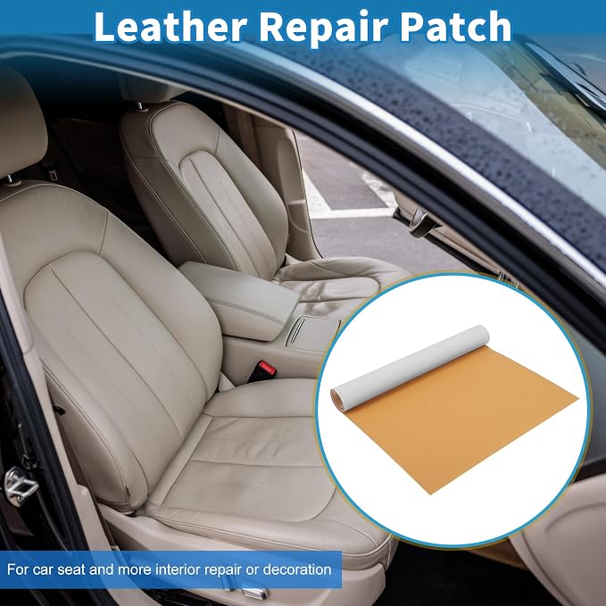 Self Adhesive Leather Repair Patch Strong Stickiness 39"x11.8" Leather Repair Tape PVC Faux Leather Khaki 1 Pcs