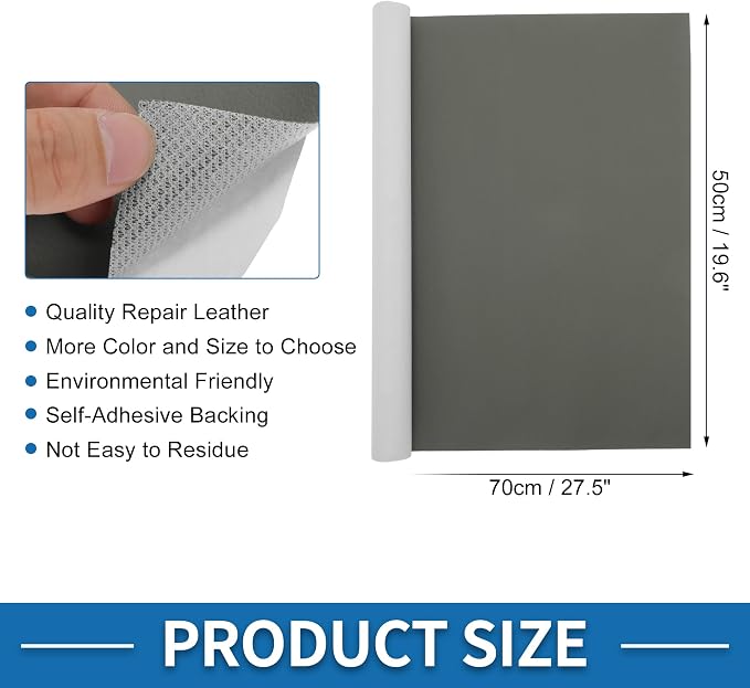 Self Adhesive Leather Repair Patch Strong Stickiness 19.6"x27.5" Leather Repair Tape PVC Faux Leather Deep Gray 1 Pcs