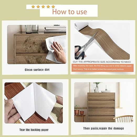 Wood Grain Repair Tape, 4.7 inch X 32ft Self Adhesive Grain Repair Patch for Tables, Chairs, Baseboards, Doors, Windows, Floors, Handicraft DIY.